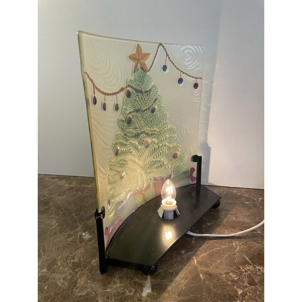 Christmas Tree Glass Infused‎ Lighted Hand Painted Window Holiday Decor QVC Plug - Picture 5 of 6